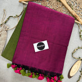 Indupriyaa Mehndi Wine Handloom Khadi Cotton Saree